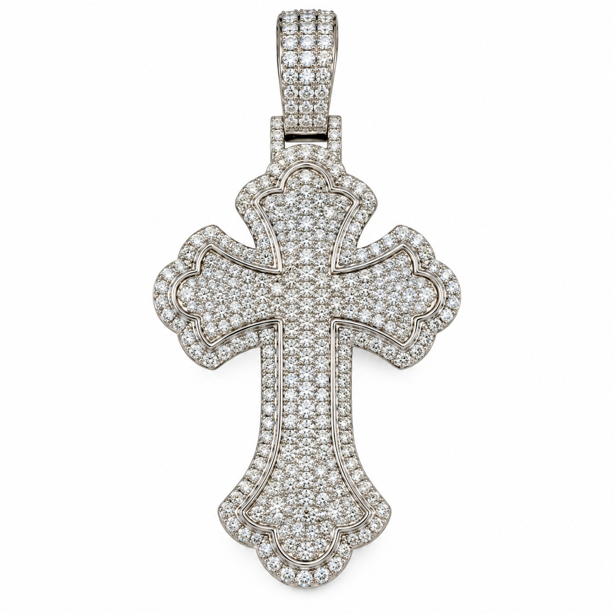 Silver Lab Grown Diamond Silver Cross Charm-6.74 CTW