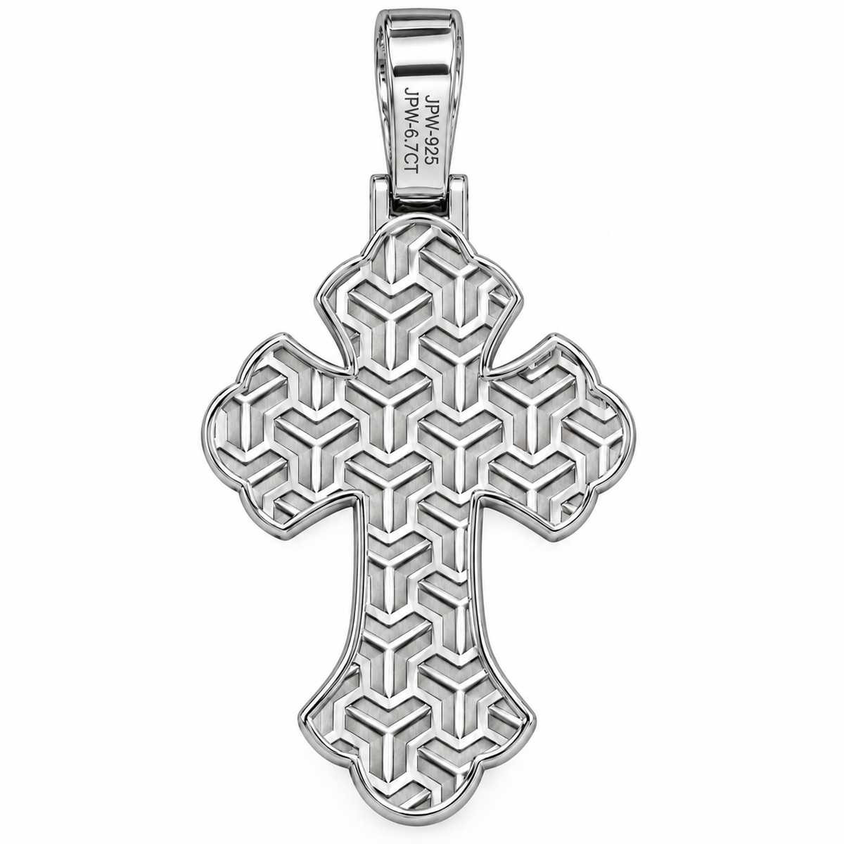Silver Lab Grown Diamond Silver Cross Charm-6.74 CTW