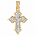 Silver Lab Grown Diamond Gold Cross Charm-6.31 CTW
