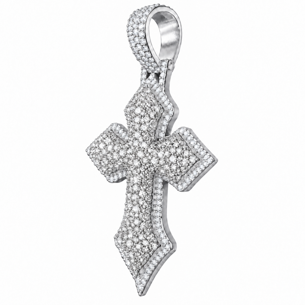 Silver Lab Grown Diamond Cross Charm-6.31 CTW