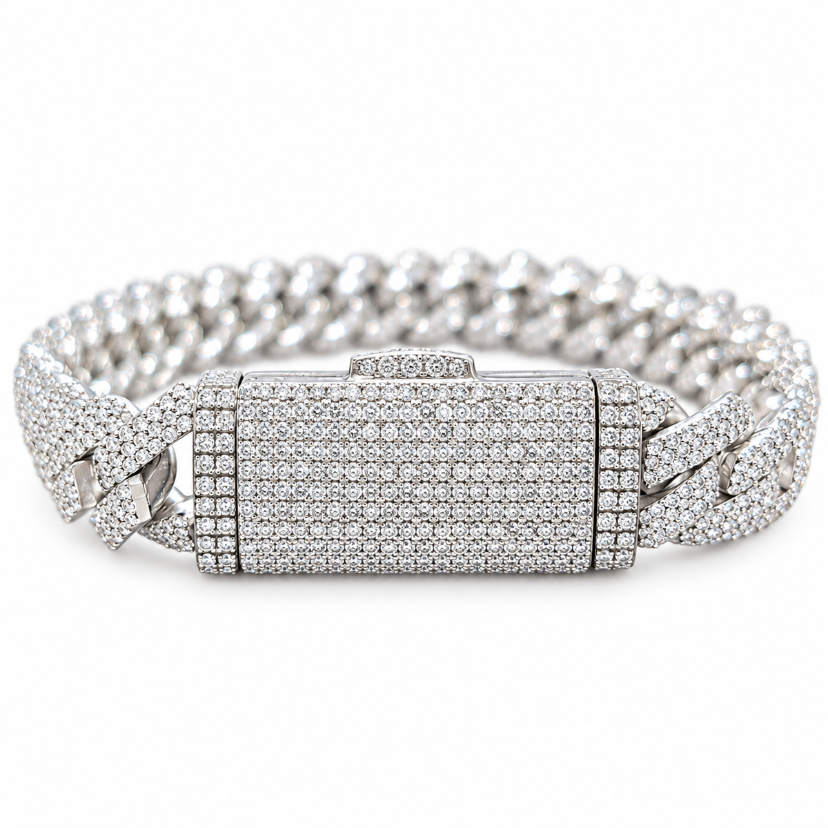 Silver Natural Diamond Snake Bracelet 12MM-6.90 CTW