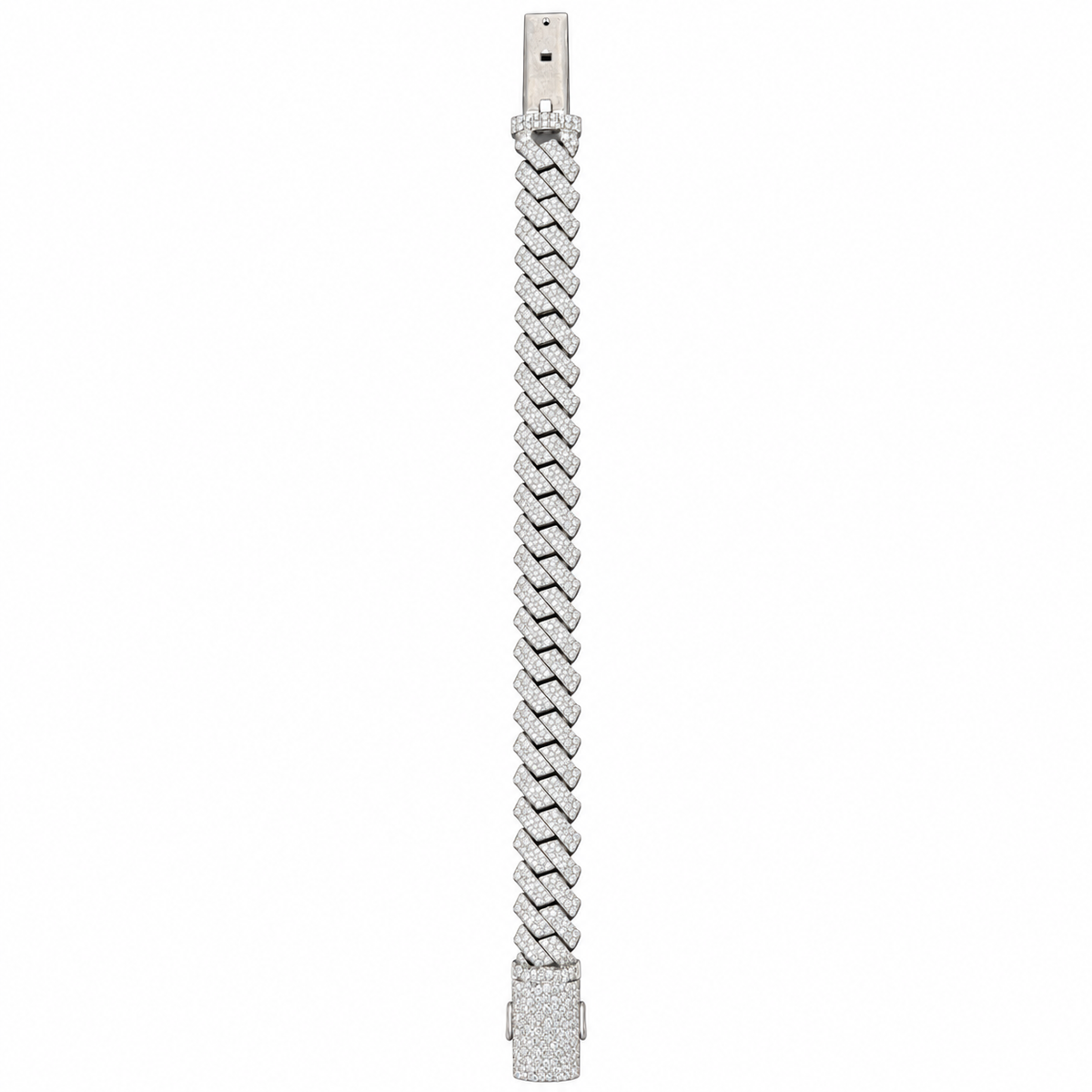 Silver Natural Diamond Snake Bracelet 12MM-6.90 CTW