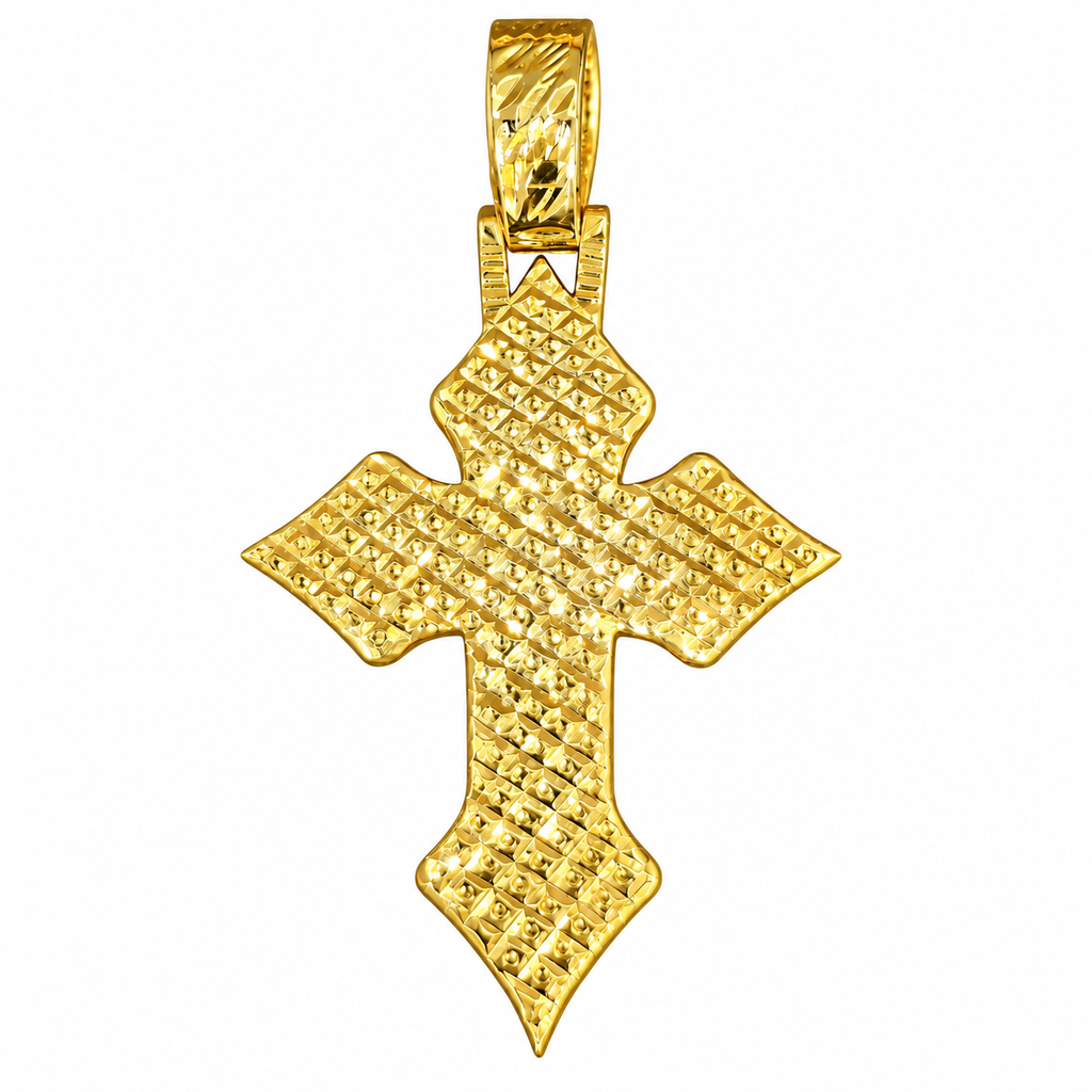 Silver Lab Grown Diamond Gold Cross Charm-6.31 CTW