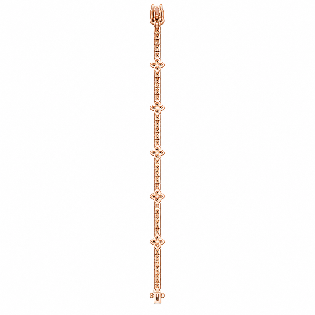 14KT Gold Lab Grown Diamond Rose Gold Floral Setting Bracelet-2.50 CTW