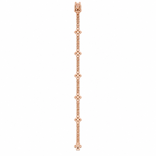 14KT Gold Lab Grown Diamond Rose Gold Floral Setting Bracelet-2.50 CTW