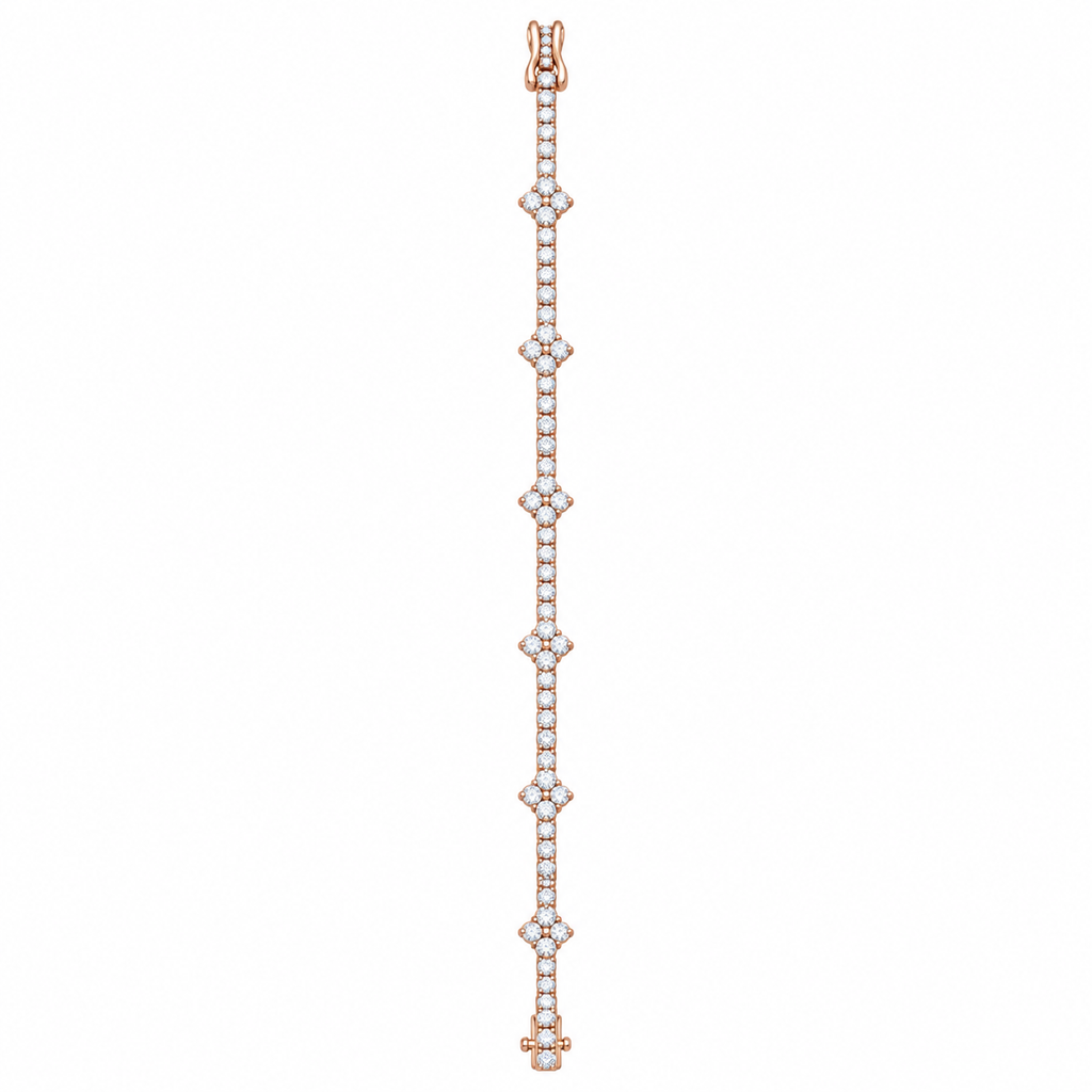 14KT Gold Lab Grown Diamond Rose Gold Floral Setting Bracelet-2.50 CTW