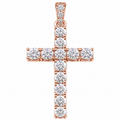 Silver Lab Grown Diamond Rose Gold Cross Charm-6.70 CTW