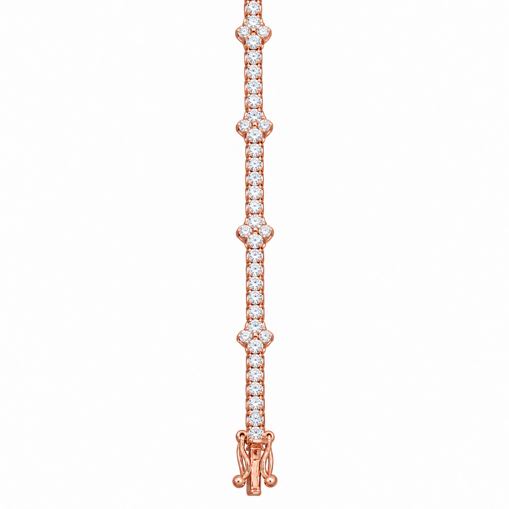 14KT Gold Lab Grown Diamond Rose Gold Floral Setting Bracelet-2.50 CTW