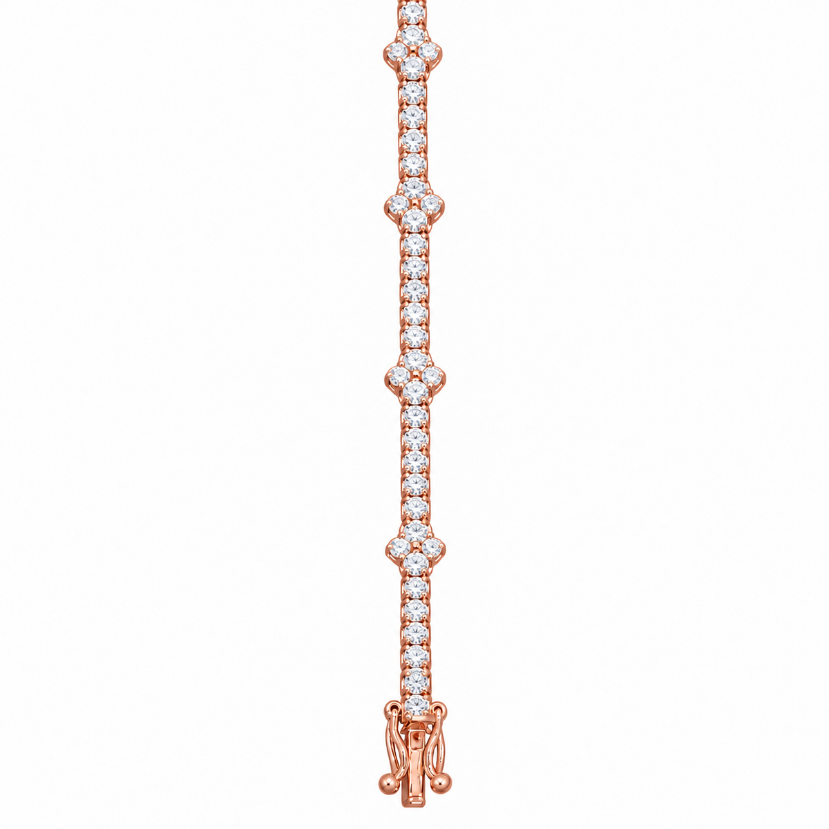 14KT Gold Lab Grown Diamond Rose Gold Floral Setting Bracelet-2.50 CTW