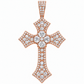 Silver Lab-Grown Diamond Rose Gold Cross Pendant -6.77 CTW