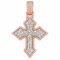 Silver Lab Grown Diamond Rose Gold Cross Charm — 6.31 CTW