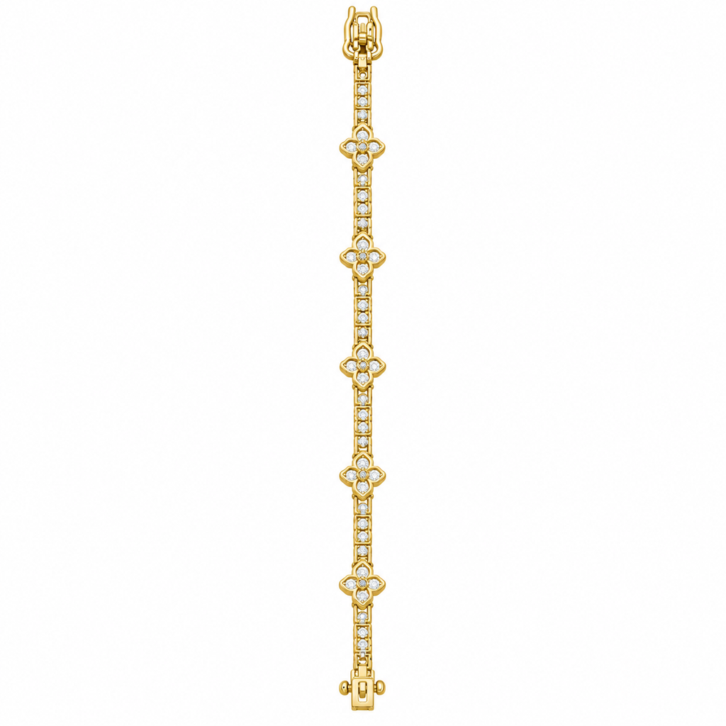14KT Gold Lab Grown Diamond Floral Setting Bracelet-2.50 CTW