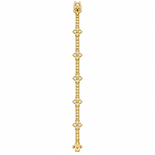 14KT Gold Lab Grown Diamond Floral Setting Bracelet-2.50 CTW