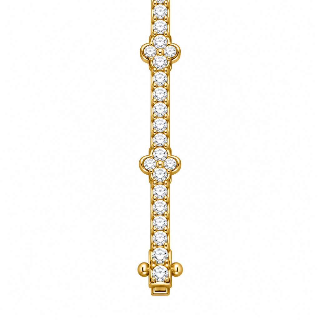 14KT Gold Lab Grown Diamond Floral Setting Bracelet-2.50 CTW
