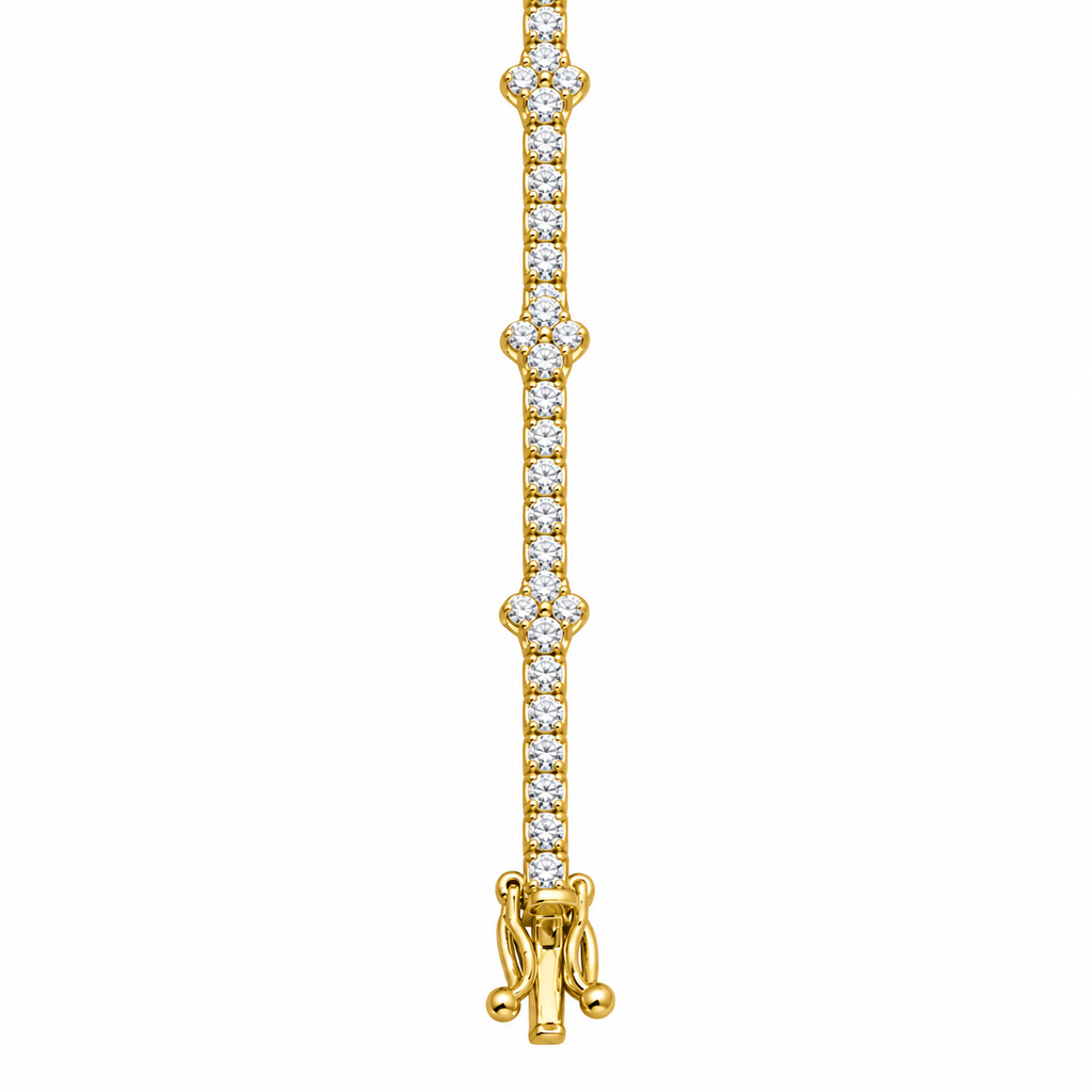14KT Gold Lab Grown Diamond Floral Setting Bracelet-2.50 CTW